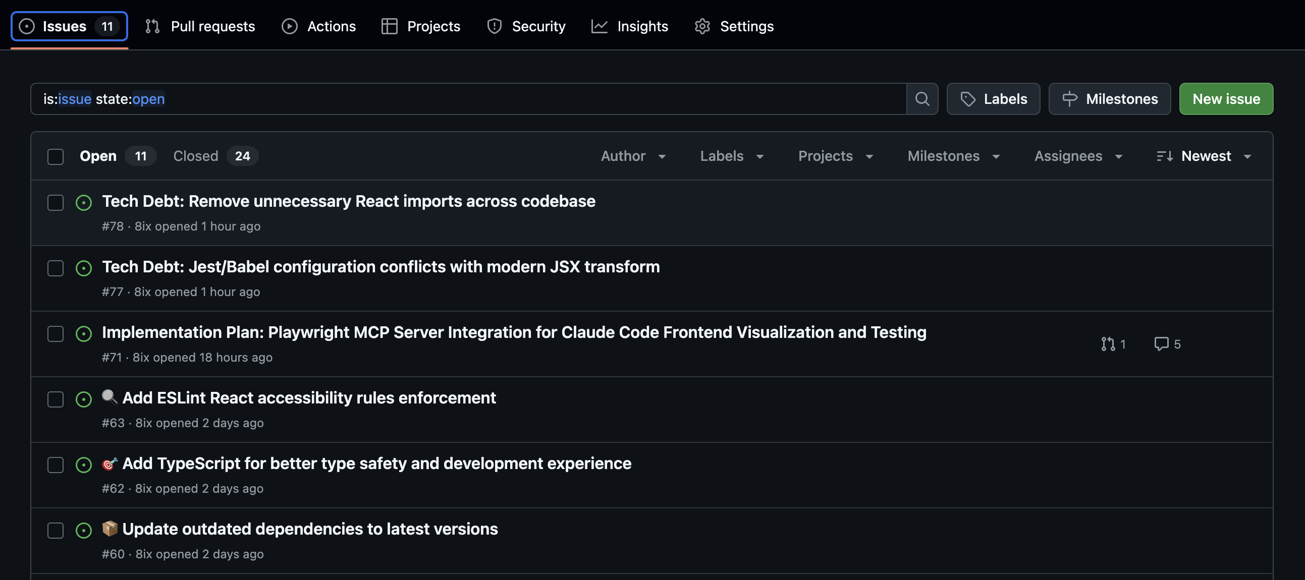 Claude Code Workflow - GitHub Issues Backlog
