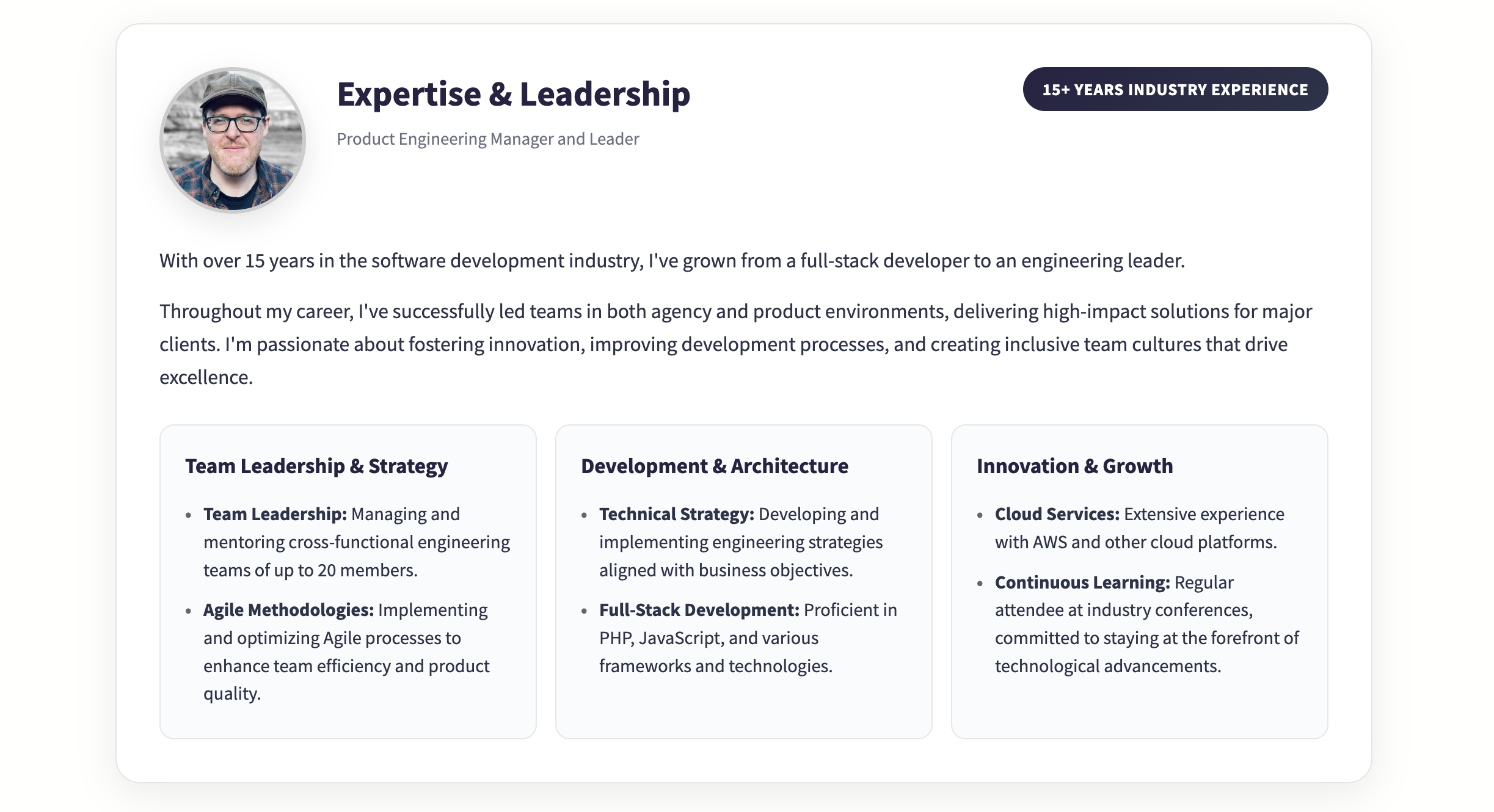 Expertise Section Optimization